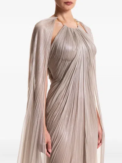Maria Lucia Hohan Pleated Cape Dress In Neutral