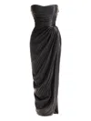 Maria Lucia Hohan Pleated Side-slit Midi Dress In Black