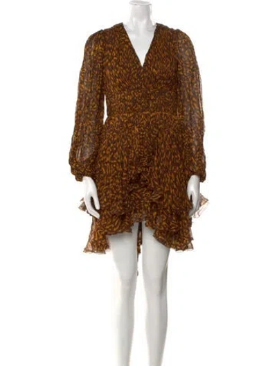 Pre-owned Maria Lucia Hohan Printed Mini Dress In Brown