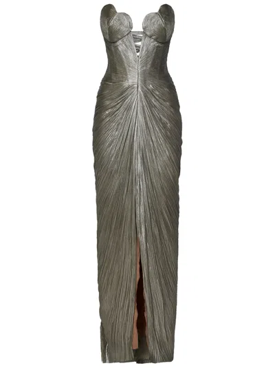 Maria Lucia Hohan Reina Long Dress In Silver