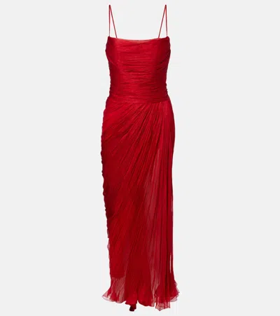 Maria Lucia Hohan Rio Draped Silk Muslin Gown In Red