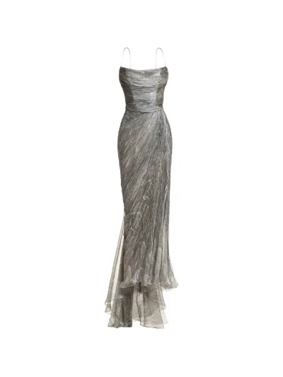 Maria Lucia Hohan Rio Sleeveless Slit Midi Dress In Gray