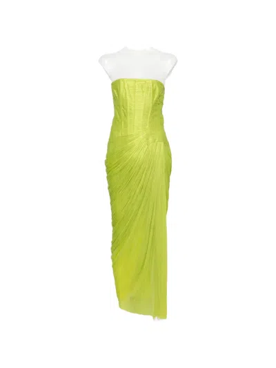 Maria Lucia Hohan Ruby Pleated Strapless Dress In Green