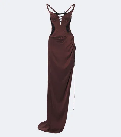 Maria Lucia Hohan Ruched Corset Gown In Brown