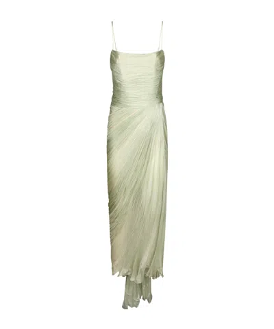 Maria Lucia Hohan Ruched Draped Maxi Dress In Green