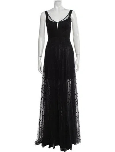 Pre-owned Maria Lucia Hohan Scoop Neck Long Dress In Black