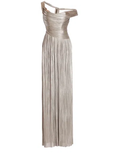Maria Lucia Hohan Silver Serene Pleated Silk Gown In Grey