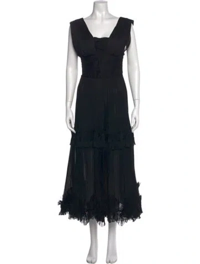 Pre-owned Maria Lucia Hohan Silk Long Dress In Black