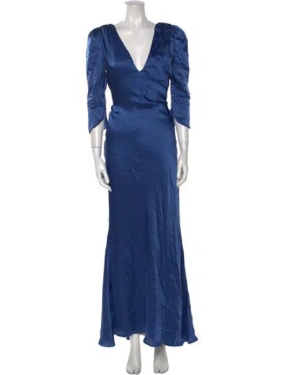 Pre-owned Maria Lucia Hohan Silk Long Dress In Blue