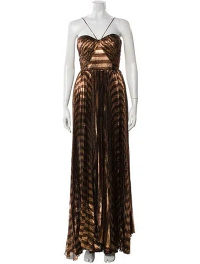 Pre-owned Maria Lucia Hohan Silk Long Dress In Brown
