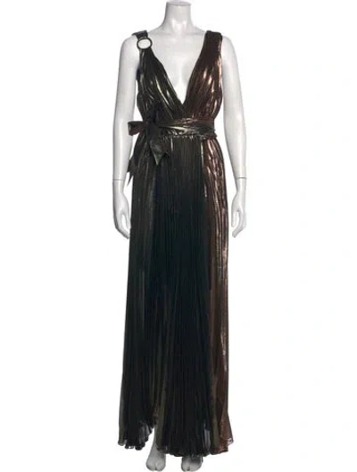 Pre-owned Maria Lucia Hohan Silk Long Dress In Brown