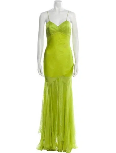 Pre-owned Maria Lucia Hohan Silk Long Dress In Green