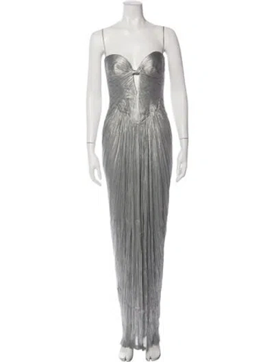 Pre-owned Maria Lucia Hohan Silk Long Dress In Grey