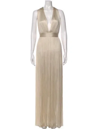 Pre-owned Maria Lucia Hohan Silk Long Dress In Neutral