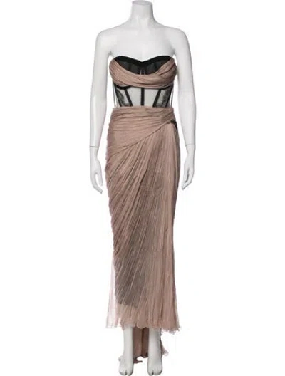 Pre-owned Maria Lucia Hohan Silk Long Dress In Neutrals