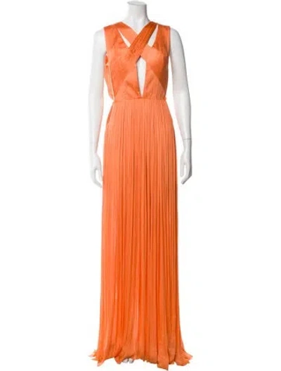 Pre-owned Maria Lucia Hohan Silk Long Dress In Orange