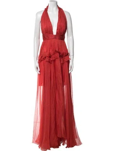 Pre-owned Maria Lucia Hohan Silk Long Dress In Orange