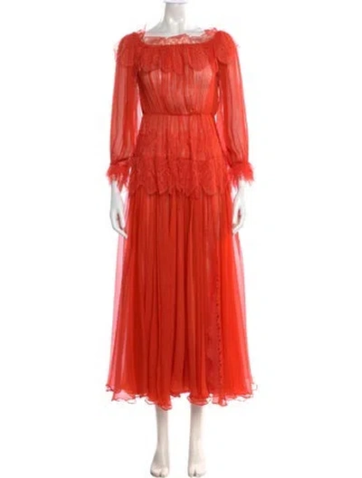 Pre-owned Maria Lucia Hohan Silk Long Dress In Orange