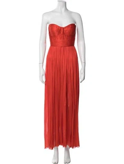 Pre-owned Maria Lucia Hohan Silk Long Dress In Orange