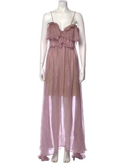Pre-owned Maria Lucia Hohan Silk Long Dress In Pink