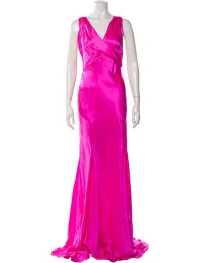 Pre-owned Maria Lucia Hohan Silk Long Dress In Pink