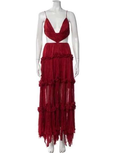 Pre-owned Maria Lucia Hohan Silk Long Dress In Red