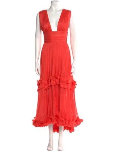 Pre-owned Maria Lucia Hohan Silk Long Dress In Red