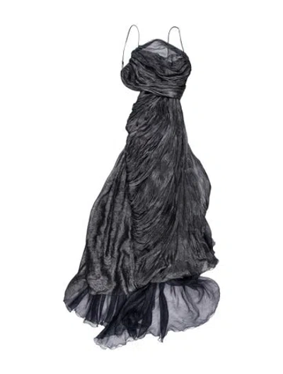 Pre-owned Maria Lucia Hohan Silk Long Dress W/ Tags In Gray