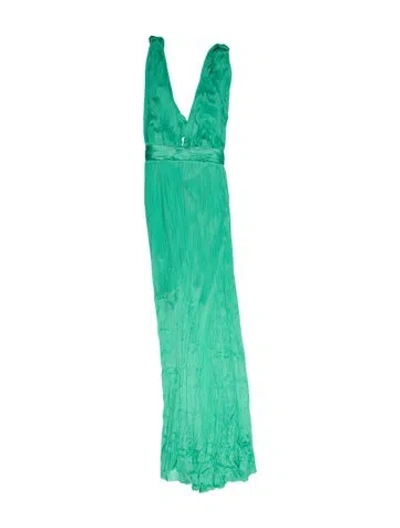 Pre-owned Maria Lucia Hohan Silk Long Dress W/ Tags In Green