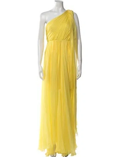 Pre-owned Maria Lucia Hohan Silk Long Dress In Yellow