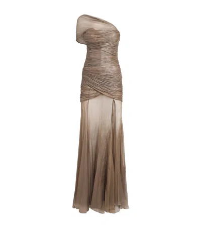 Maria Lucia Hohan Silk Marimar Gown In Brown