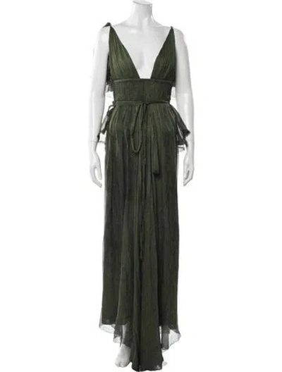 Pre-owned Maria Lucia Hohan Silk Midi Length Dress In Green