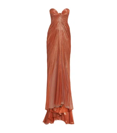 Maria Lucia Hohan Silk Nadira Bustier Gown In Orange