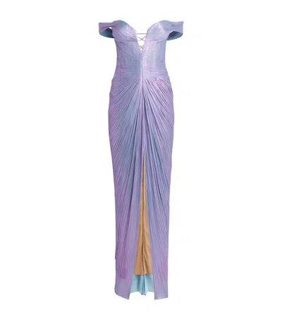 Maria Lucia Hohan Silk Off-the-shoulder Diella Gown In Blue