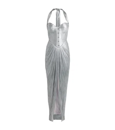 Maria Lucia Hohan Silk Pleated Susie Gown In Gray