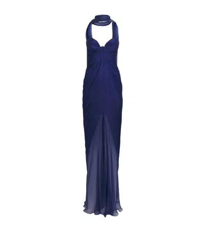 Maria Lucia Hohan Silk Salima Bustier Gown In Blue