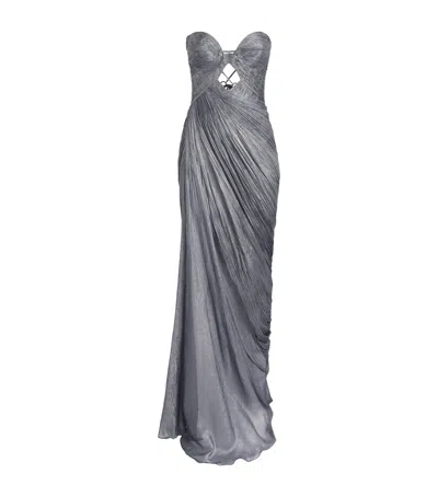 Maria Lucia Hohan Silk Strapless Zephyra Gown In Blue