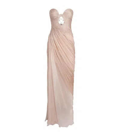 Maria Lucia Hohan Silk Strapless Zephyra Gown In Neutral