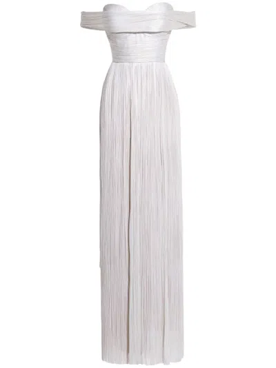 Maria Lucia Hohan Silver-toneserene Draped Gown In White