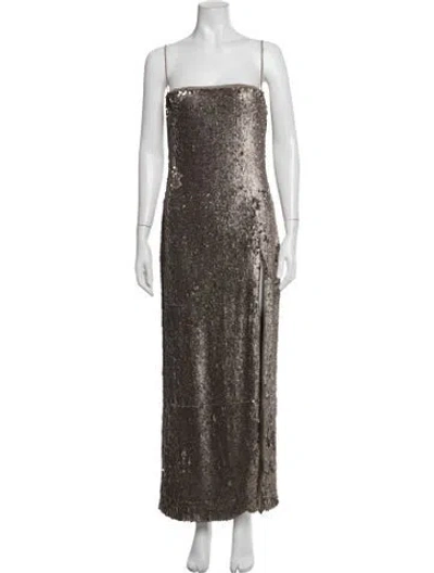 Pre-owned Maria Lucia Hohan Square Neckline Long Dress In Brown