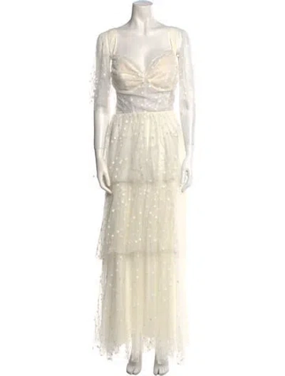 Pre-owned Maria Lucia Hohan Square Neckline Long Dress In Neutral