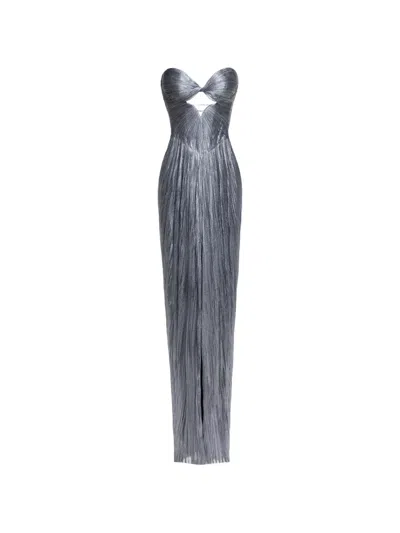 Maria Lucia Hohan Stephanie Cut-out Pleated Maxi Dress In Gray