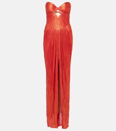 Maria Lucia Hohan Stephanie Silk Tulle Corset Gown In Orange