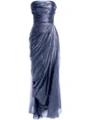 Maria Lucia Hohan Schulterfreies Metallic-abendkleid In Blue