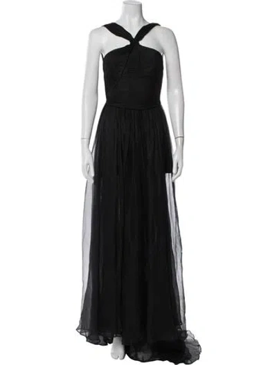 Pre-owned Maria Lucia Hohan Strapless Long Dress In Black