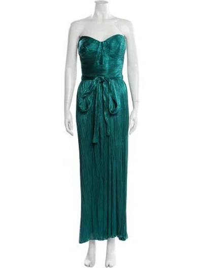 Pre-owned Maria Lucia Hohan Strapless Long Dress In Green