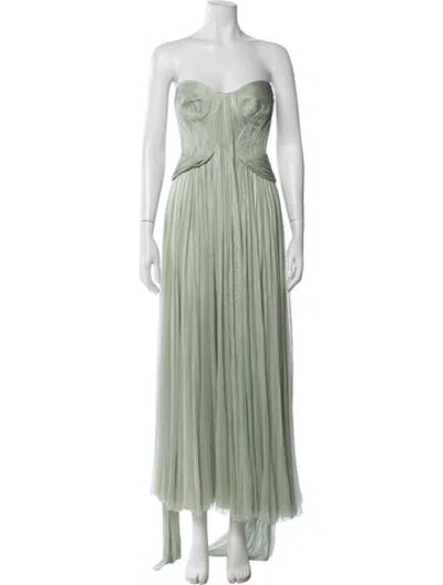 Pre-owned Maria Lucia Hohan Strapless Long Dress In Green