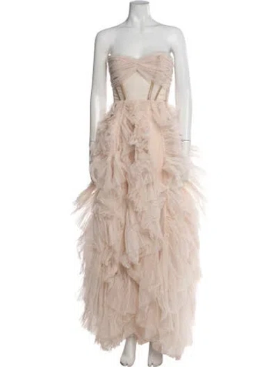 Pre-owned Maria Lucia Hohan Strapless Long Dress In Neutrals