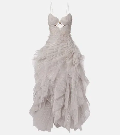 Maria Lucia Hohan Sureya Cutout Ruffled Tulle Gown In White