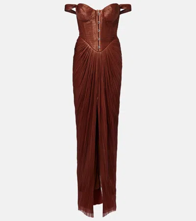 Maria Lucia Hohan Susie Silk Bustier Gown In Brown